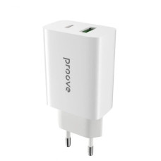 Сетевое зарядное устройство Proove Rapid USB-A+USB-C (20W · 3A) (White)