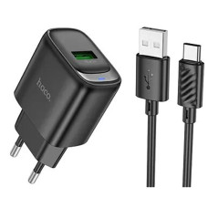 Сетевое зарядное устройство Hoco C140A USB-A (18W · 3A) с кабелем USB-A – Type-C (Black)