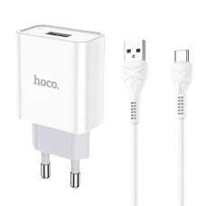 Сетевое зарядное устройство Hoco C81A USB-A (10.5W · 2.1A) с кабелем USB-A – Type-C (White)
