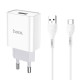Сетевое зарядное устройство Hoco C81A USB-A (10.5W · 2.1A) с кабелем USB-A – Type-C (White)