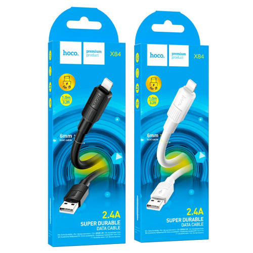Кабель Hoco X84 USB-A – Lightning (1 м · 12W · 2.4A) (Black)