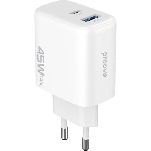 Сетевое зарядное устройство Proove Silicone Power 2 USB-A+USB-C (45W · 3A) (White)