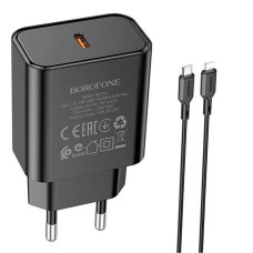 Мережевий зарядний пристрій Borofone BA71A USB-C (20W · 3A) з кабелем Type-C – Lightning (Black)