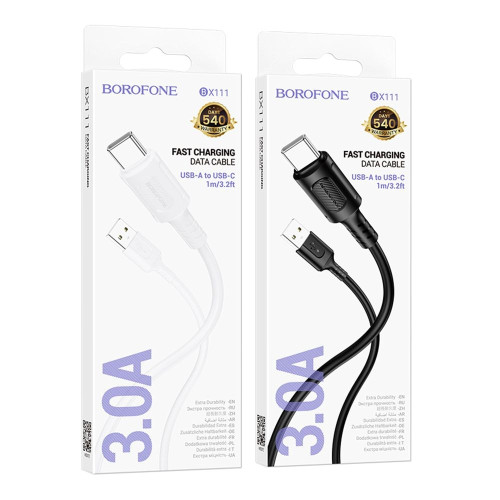 Кабель Borofone BX111 USB-A – Type-C (1 м · 15W · 3A) (White)