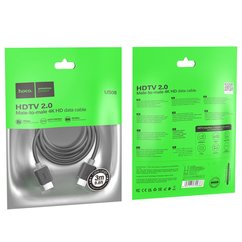 Кабель Hoco US08 HDMI – HDMI (3 м · 4K) (Black)