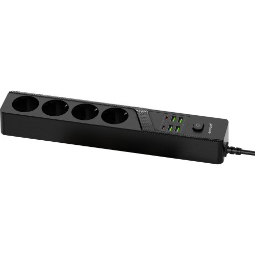 Мережевий фільтр Proove Power Socket P-04 на 4 розетки (4xUSB-A+2xUSB-C · 3 м) (Black)