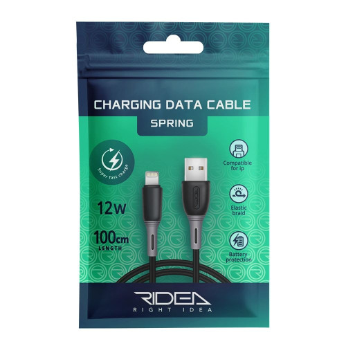 Кабель Ridea RC-M133 Spring USB-A – Lightning (1 м · 12W · 2.4A) (Black)