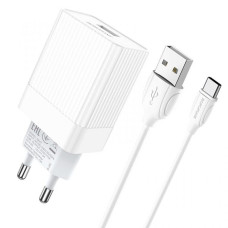 Сетевое зарядное устройство Borofone BA47A USB-A (18W · 3A) с кабелем USB-A – Type-C (White)