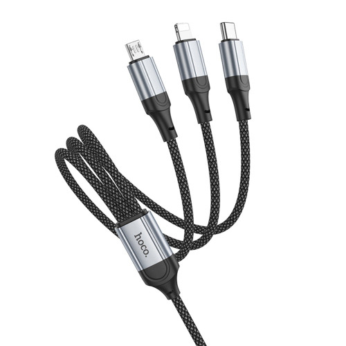Кабель Hoco X102 3-в-1 USB-A – Lightning/Type-C/Micro-USB (1 м · 12W · 2.4A) (Black)