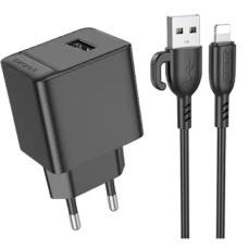 Сетевое зарядное устройство Borofone BAS11A USB-A (10.5W · 2.1A) с кабелем USB-A – Lightning (Black)