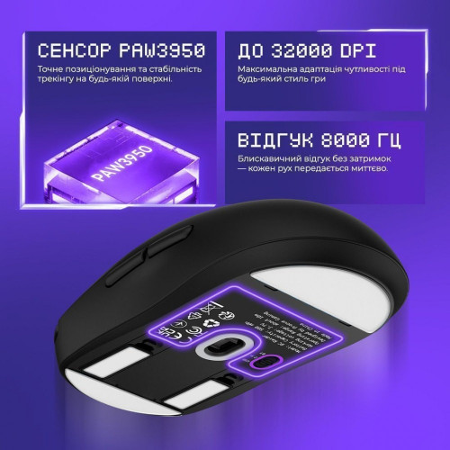 Мишка бездротова ігрова Proove Gaming RC Raider 8K (White/Purple)