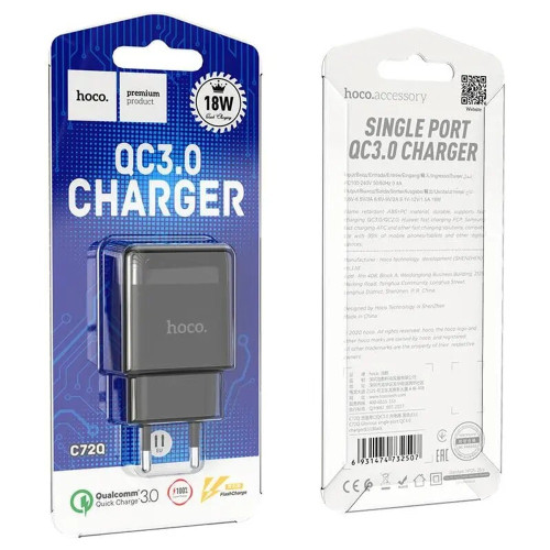 Сетевое зарядное устройство Hoco C72Q USB-A (18W · 3A) (Black)