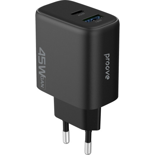 Сетевое зарядное устройство Proove Silicone Power 2 USB-A+USB-C (45W · 3A) (Black)