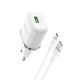 Сетевое зарядное устройство Borofone BA36A USB-A (18W · 3A) с кабелем USB-A – Type-C (White)