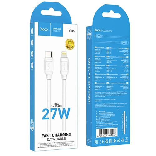 Кабель Hoco X115 Surpass Type-C – Lightning (1 м · 27W · 3A) (White)