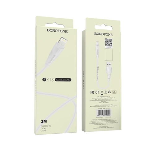 Кабель Borofone BX18 USB-A – Lightning (3 м · 12W · 2.4A) (White)