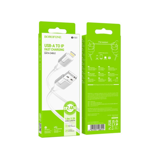 Кабель Borofone BX101 Creator USB-A – Lightning (1 м · 12W · 2.4A) (White)
