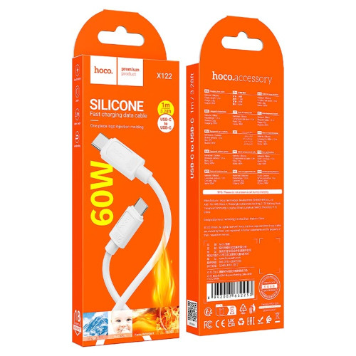 Кабель Hoco X122 Type-C – Type-C (1 м · 60W · 3A) (White)