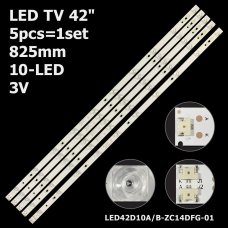 Пряма підсвітка для телевізора Haier 42″ LED42D10A/B (5 планок по 825 мм, 10 LED, лінза 17 мм, 3 В)