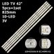 Пряма підсвітка для телевізора Haier 42″ LED42D10A/B (5 планок по 825 мм, 10 LED, лінза 17 мм, 3 В)