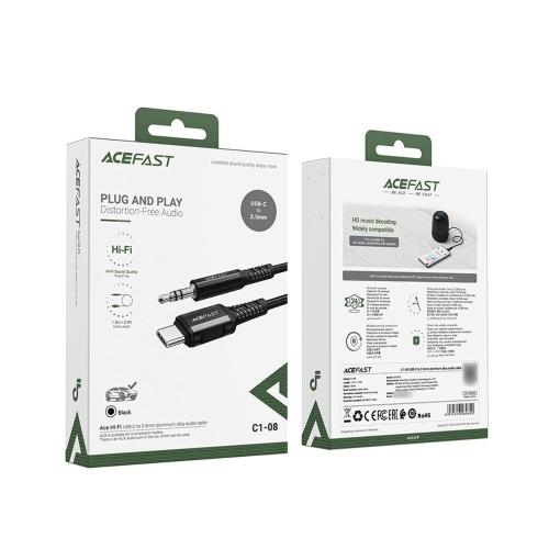 Аудиокабель Acefast C1-08 Type-C – 3.5 мм (1.2 м) (Black)