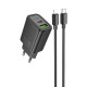 Сетевое зарядное устройство Hoco N63 USB-A+USB-C (30W · 3A) с кабелем Type-C – Lightning (Black)