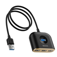 USB-хаб Baseus Square Round 4в1 USB-A (USB 3.0 · 3xUSB 2.0) (Black)