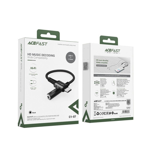 Аудіокабель Acefast C1-07 Type-C – 3.5 мм (0.18 м) (Black)
