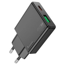 Сетевое зарядное устройство Hoco N38 USB-A+USB-C (20W · 3A) (Black)