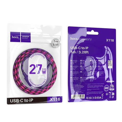 Кабель Hoco X116 Meridian Type-C – Lightning (1 м · 27W · 3A) (Purple)