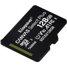 Карта памяти Kingston Canvas Select Plus 100R microSDXC 128GB A1 + адаптер SD