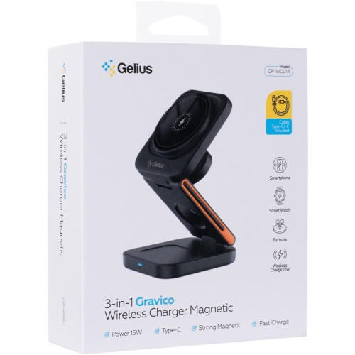 Беспроводное зарядное устройство Gelius Gravico GP-WC014 3в1 (15W) (Black)