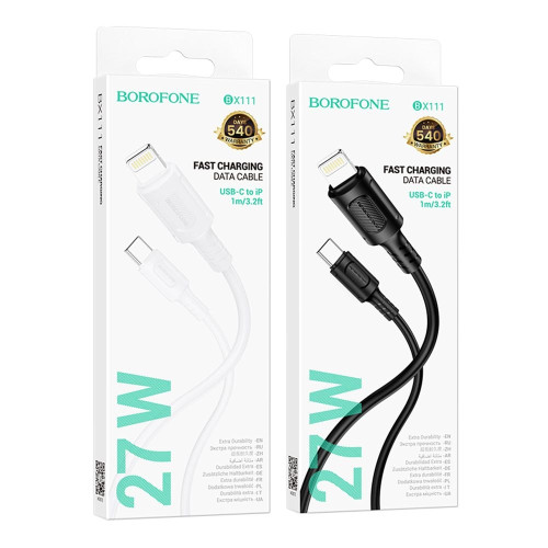 Кабель Borofone BX111 Type-C – Lightning (1 м · 27W · 3A) (Black)