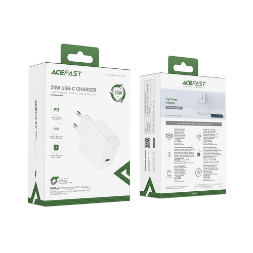 Сетевое зарядное устройство Acefast A1 USB-C (20W · 3A) (White)