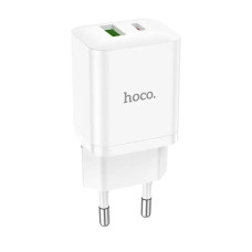 Сетевое зарядное устройство Hoco N28 USB-A+USB-C (20W · 3A) (White)