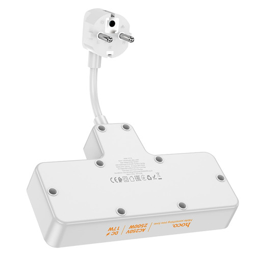 Сетевой фильтр Hoco AC11A Voyage на 2 розетки (15W · 3A · 3xUSB-A+USB-C) (White)