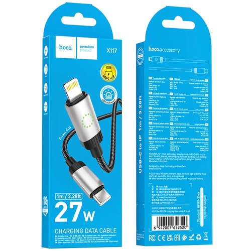 Кабель Hoco X117 Star Type-C – Lightning (1 м · 27W · 3A) (Black)