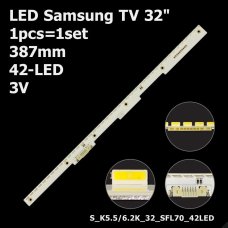 Боковая подсветка для телевизора Samsung 32″ SFL70 Rev1.0 (1 планка 387 мм, 42 LED 6,5x2 мм, 3 В)