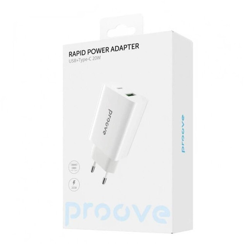 Сетевое зарядное устройство Proove Rapid USB-A+USB-C (20W · 3A) (White)