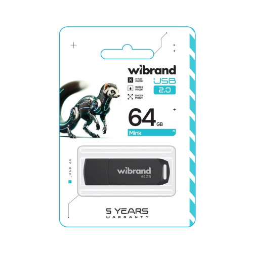 Флешка Wibrand Mink 64GB USB 2.0 (Black)