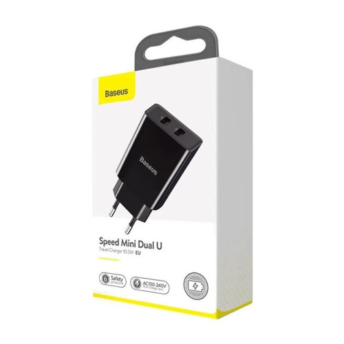 Сетевое зарядное устройство Baseus Speed Mini Dual U 2xUSB-A (10.5W · 2.1A) (CCFS-R01) (Black)