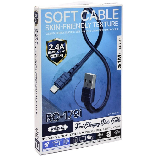 Кабель Remax RC-179i USB-A – Lightning (1 м · 12W · 2.4A) (Blue)