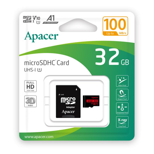 Карта памяти Apacer microSDHC 32GB Class 10 V10 A1 + адаптер SD