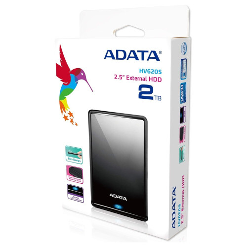 Внешний жесткий диск ADATA DashDrive Classic HV620S Slim 2TB 2.5 USB 3.2 Gen 1 (Black)