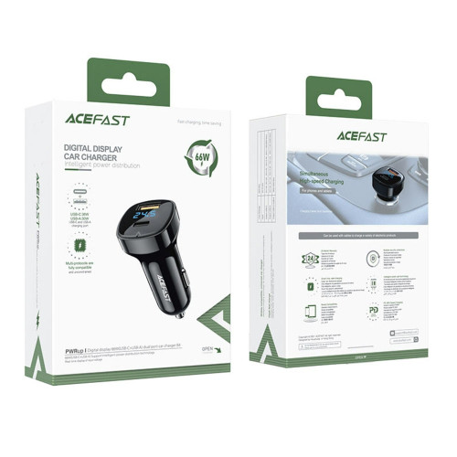 Автомобильное зарядное устройство Acefast B4 USB-A+USB-C (66W · 3A) (Black)