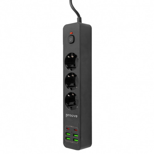 Сетевой фильтр Proove Power Socket P-03 на 3 розетки (4xUSB-A+2xUSB-C · 2 м) (Black)