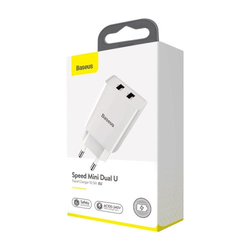 Сетевое зарядное устройство Baseus Speed Mini Dual U 2xUSB-A (10.5W · 2.1A) (CCFS-R02) (White)
