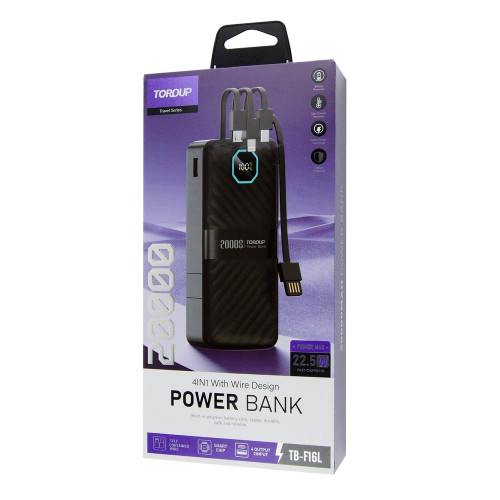 Повербанк Toroup TB-F16L 22.5W з кабелем 4в1 (20000 mAh) (White)