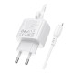 Сетевое зарядное устройство Borofone BAS45A USB-A+USB-C (30W · 3A) с кабелем Type-C – Lightning (White)