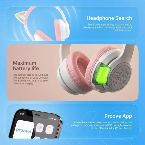 Наушники Bluetooth Proove Kids Neko (APP) (Blue/Pink)